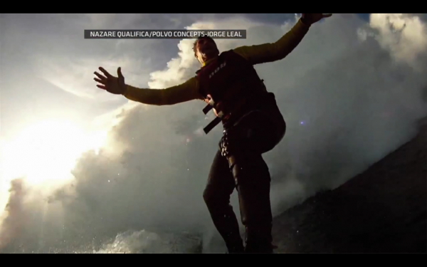 In the shadow of a mountain of water. Screenshot from {link url="http://www.youtube.com/user/ESPN" target="_blank" rel="nofollow"}ESPN{/link}