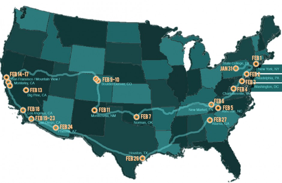 Educate 20/20 Road Tour map