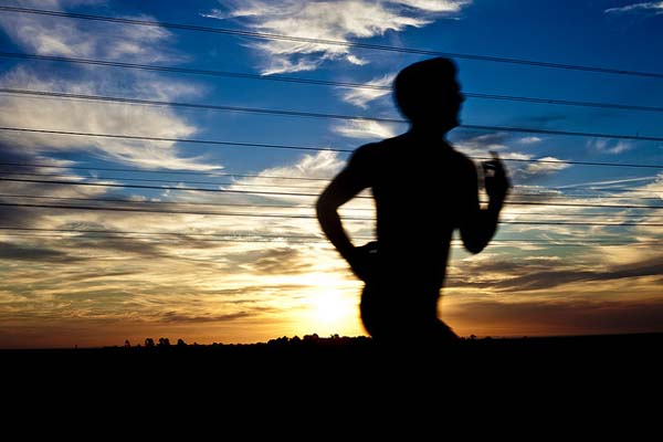 Running during sunset