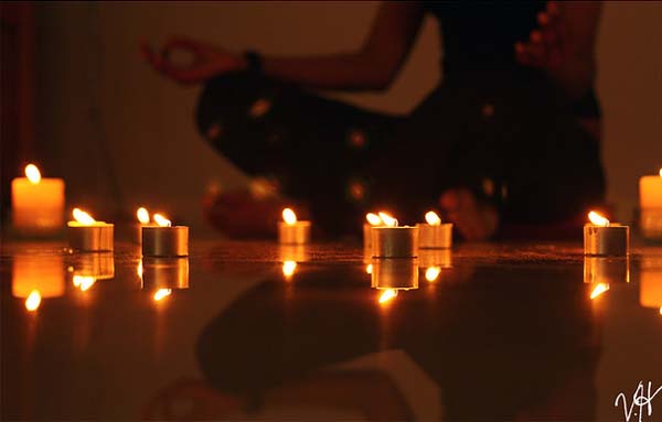 Meditating with candles
