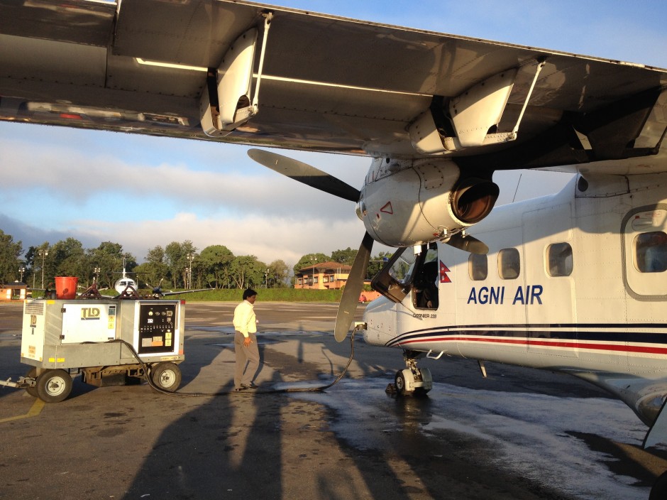 Agni Air fueling up before the flight to Lukla
