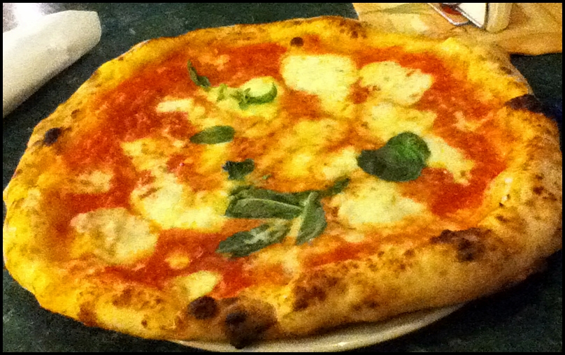 A buffalo mozzarella margherita pizza
