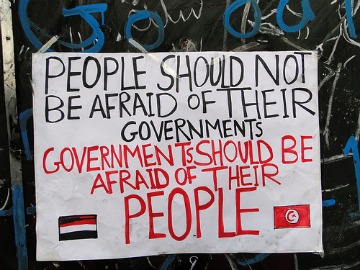 sign in Egypt saying governments should be afraid of their people