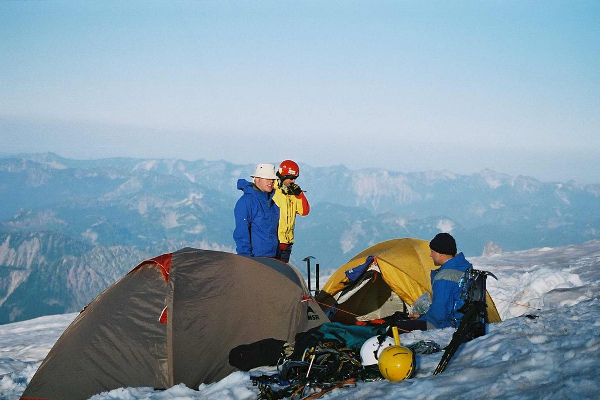 high camp while mountaineering photo