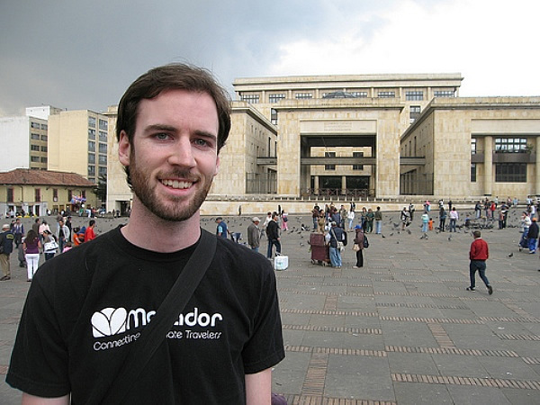 BNT editor Ian Mackenzie rocking his Matador tee in Plaza del Bolivar, Colombia.