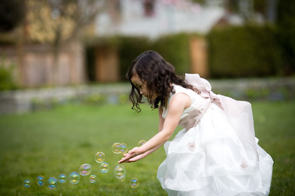 Flower girl and bubbles