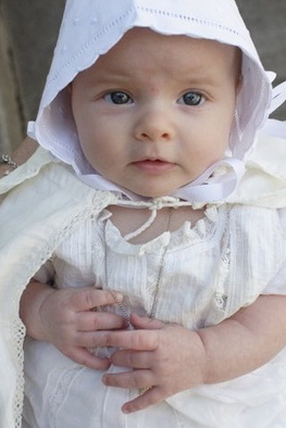 irish baby in christening gown