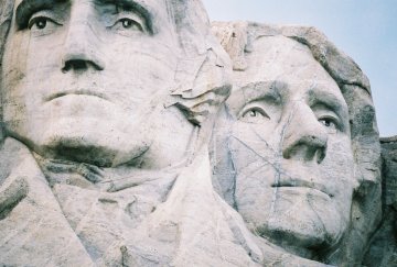 Closeup of Washington and Jefferson, Mt. Rushmore