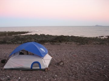Camping on the beach in Baja