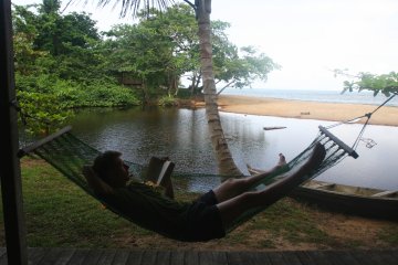In a hammock at Kribi, Cameroon