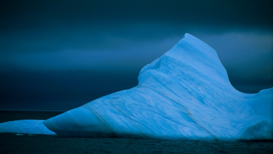 Antarctic iceberg, deep blue