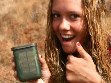Girl with geocache