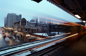 The Chicago El in winter