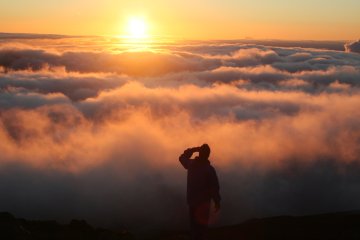 Sunrise over the clouds on Maui
