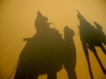 Camel trek in the Gansu desert