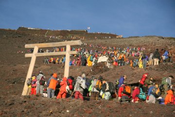 A crowded Mt. Fuji