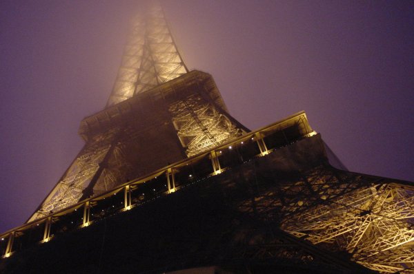 Eiffel Tower in fog