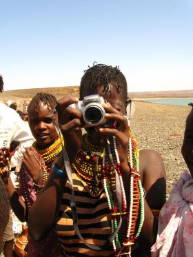 Being photographed in Kenya