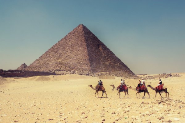 Egyptian pyramids by camel