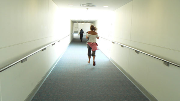 rushing in an airport
