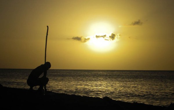 Guadeloupe beach silhoutte
