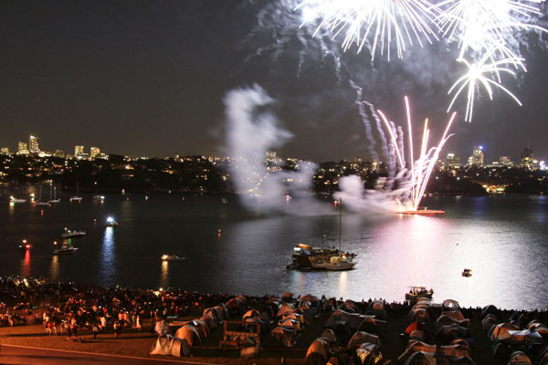 Sydney Harbour New Year's Eve fireworks from Cockatoo Island