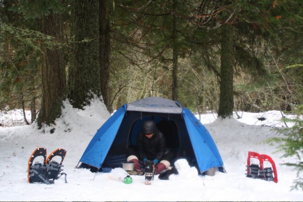 Winter camping in Montana