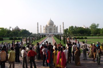 In front of the Taj Mahal