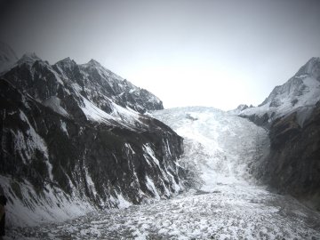 Glacier ice fall at Hailuogou
