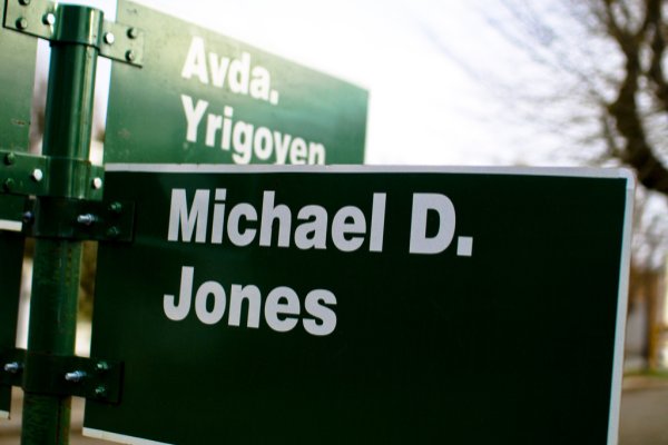 Street sign, Gaiman, Argentina