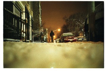 Walking home in the snow, Chicago