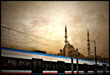 Railway in front of the mosque, Istanbul