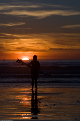 Surfer girl silhouette
