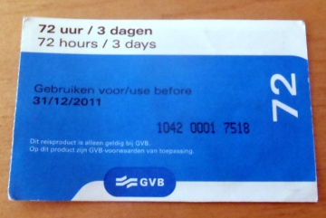 Amsterdam tram ticket