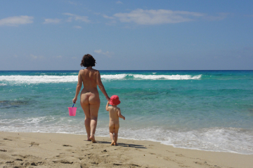 Nude beach family