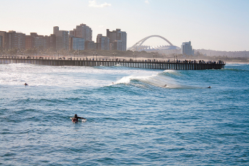 Ocean as well as surfers, Durban