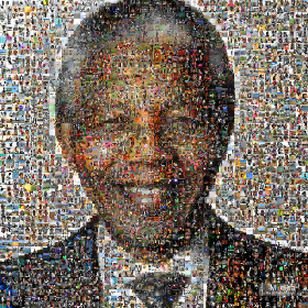 Photographic collage of Nelson Mandela
