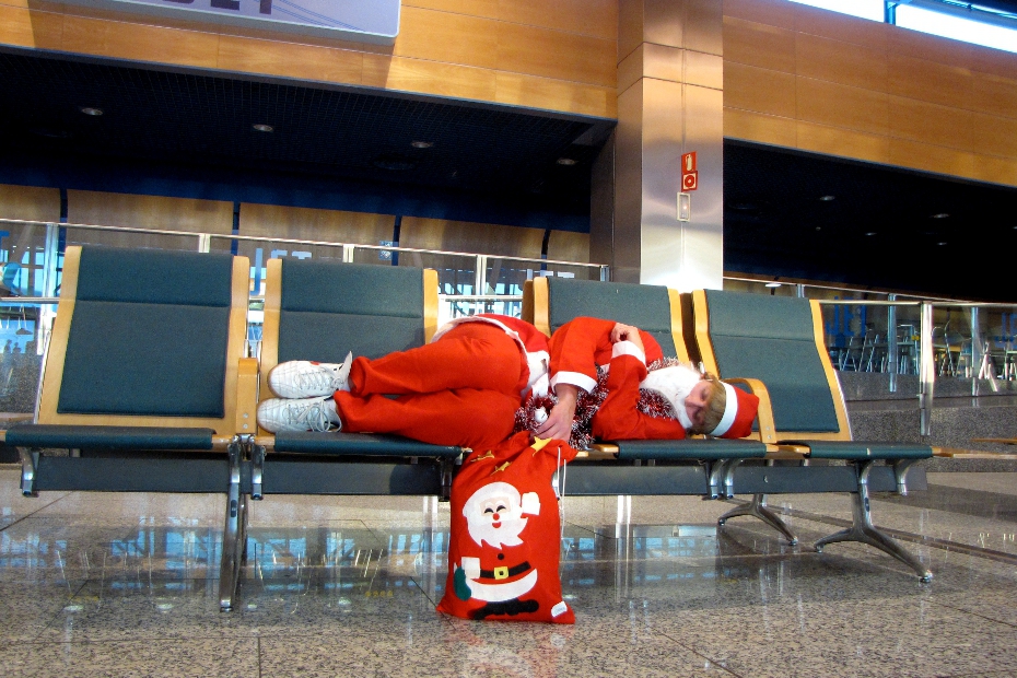 Santa in a airport
