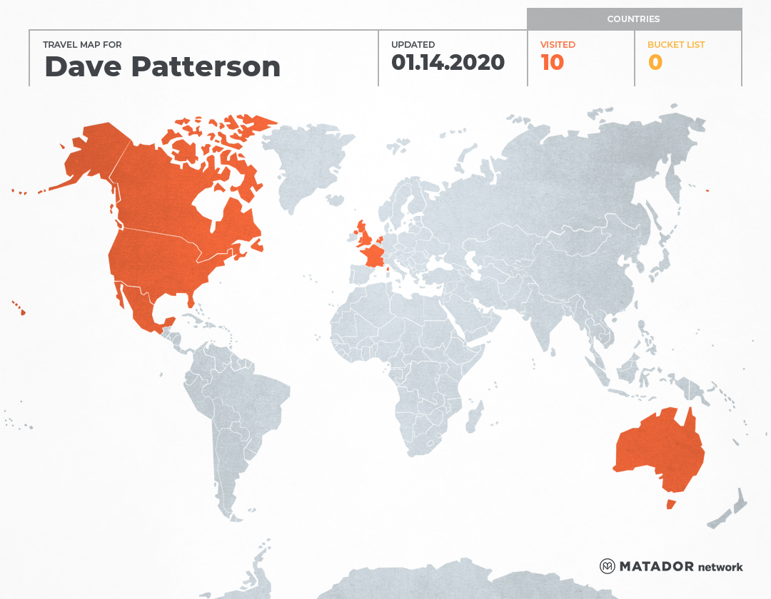 Dave Patterson.s Travel Map