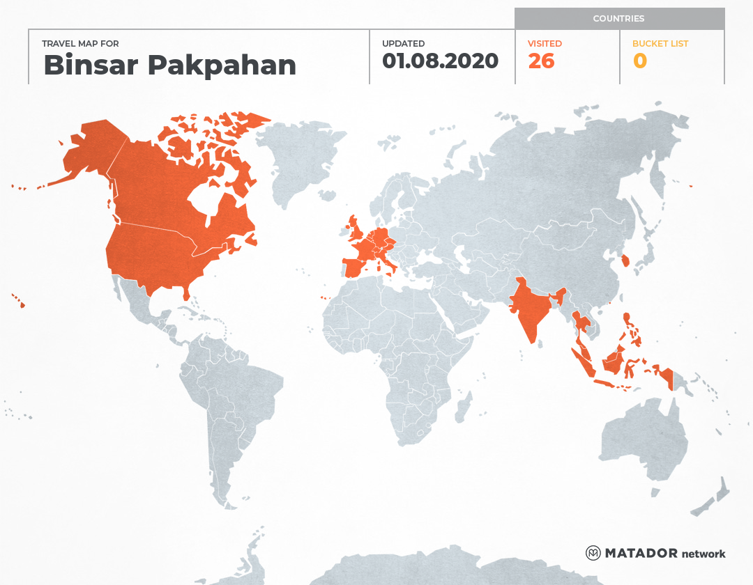 Binsar Pakpahan’s Travel Map