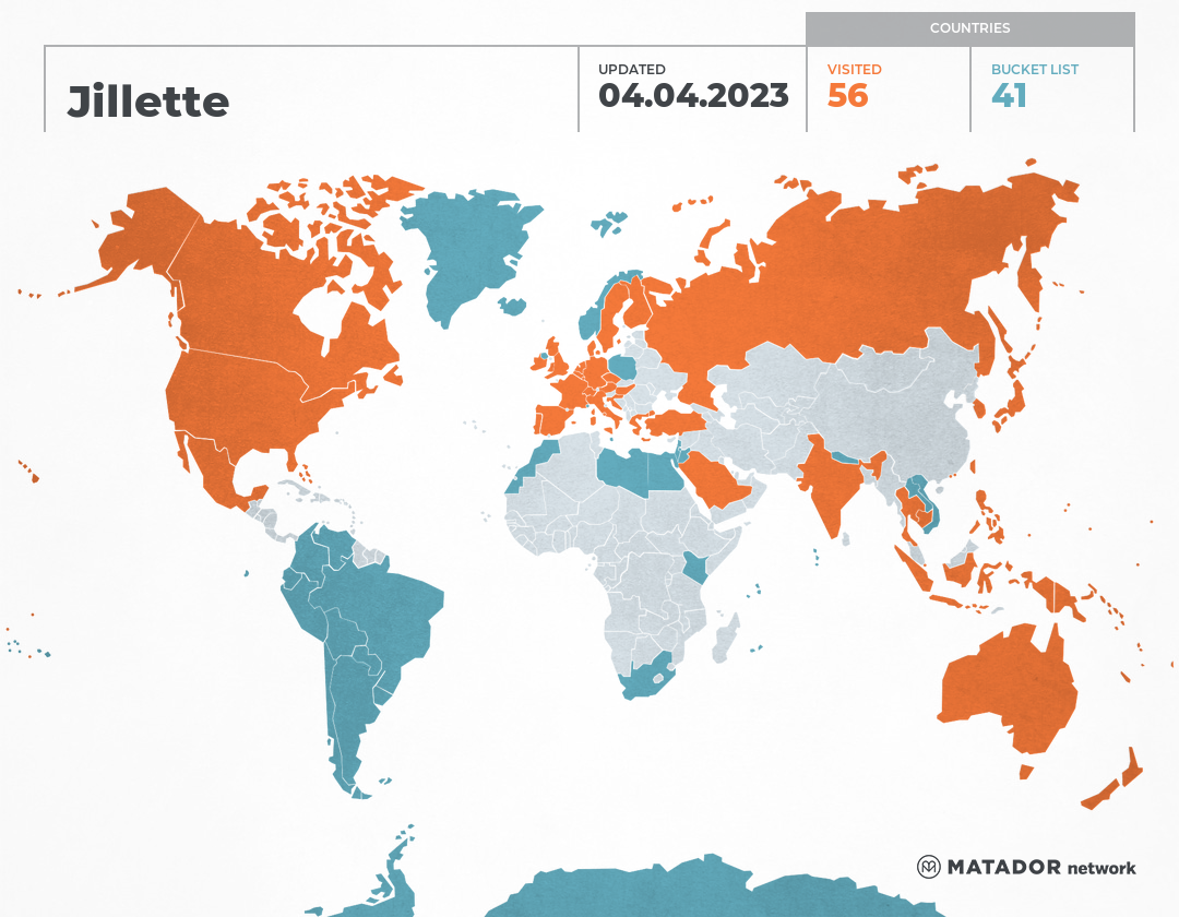 Jillette’s Travel Map
