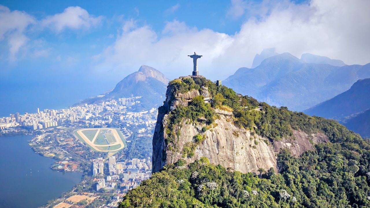 Aerial view of Christ the Redeemer in Brazil