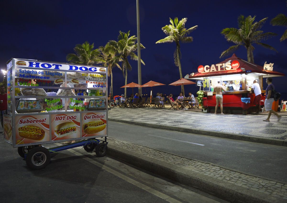 Loaded Brazilian Hot Dog in São Paulo, Brazil