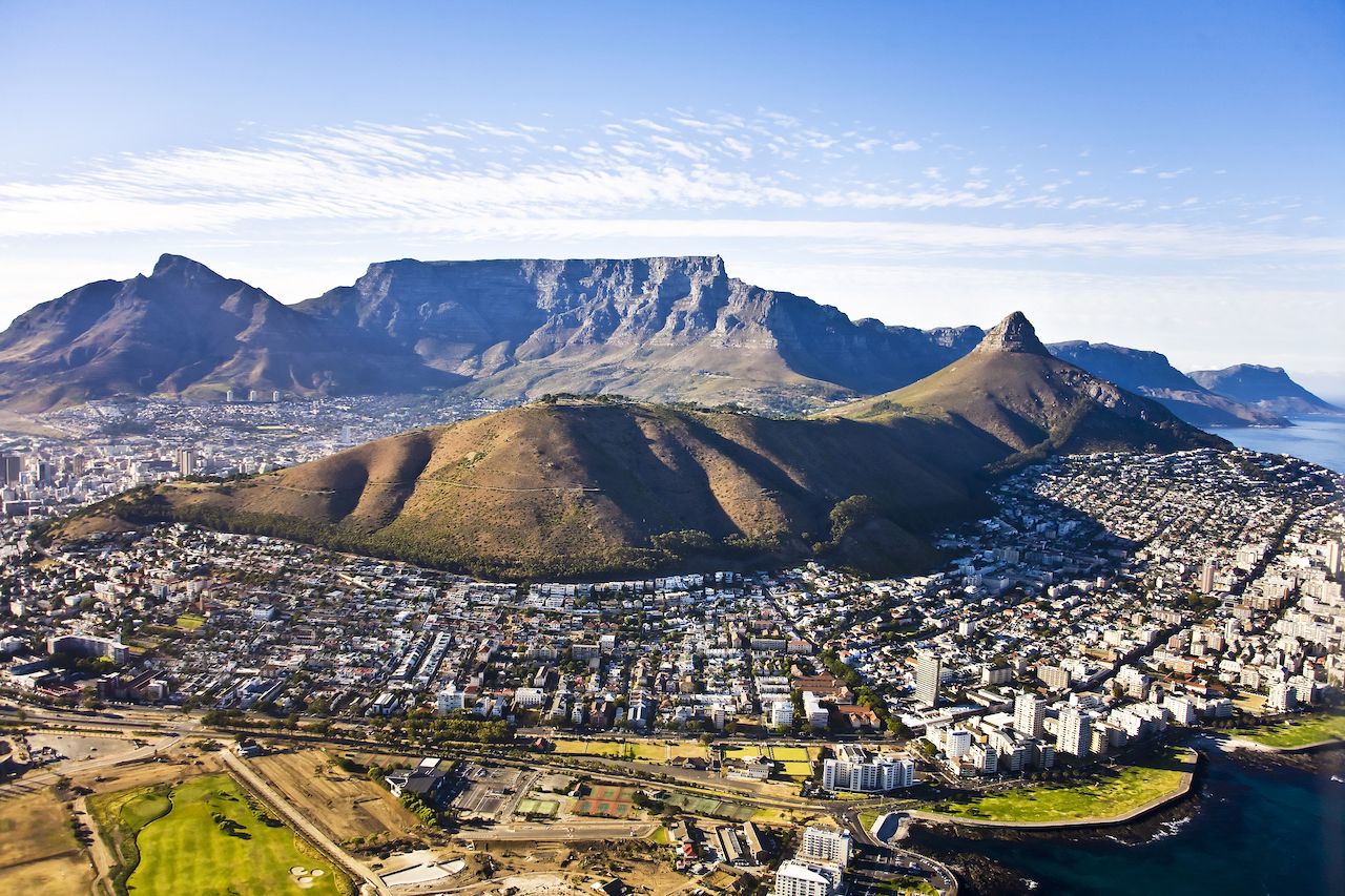Aerial view of Cape Town natural wonders of the world 