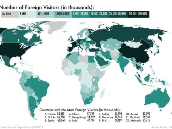 This Map Shows You Which Countries Get The Most Tourists