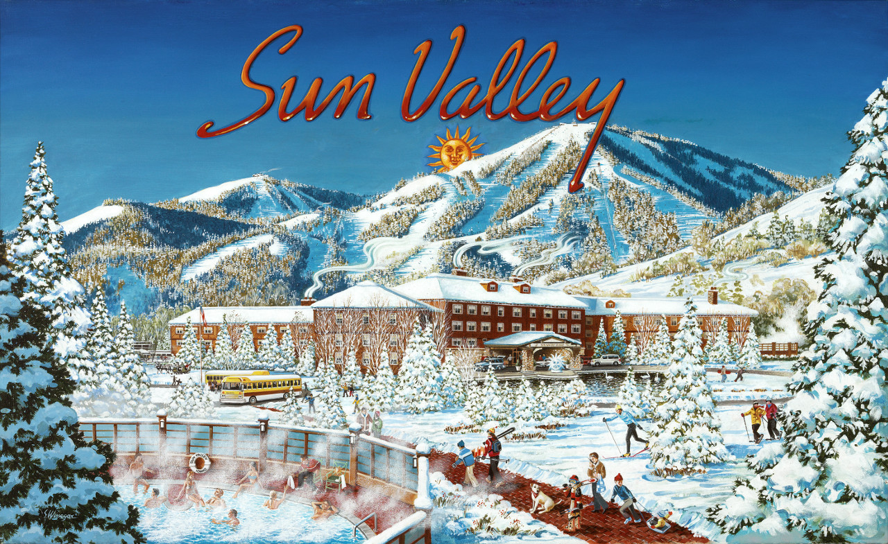 Sun Valley Idaho 2 Ski Winter United States America Travel Advertisement Poster 