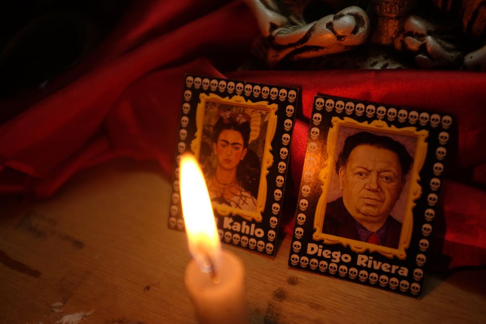 Frida Kahlo and Diego Rivera in a Mexican altar