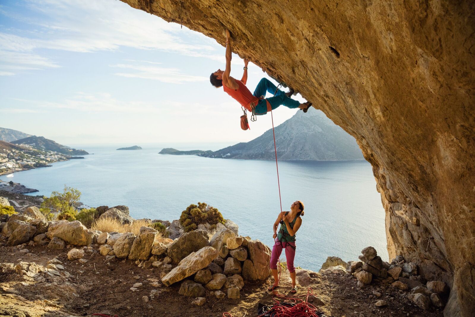 best climbing towns - couple in greece