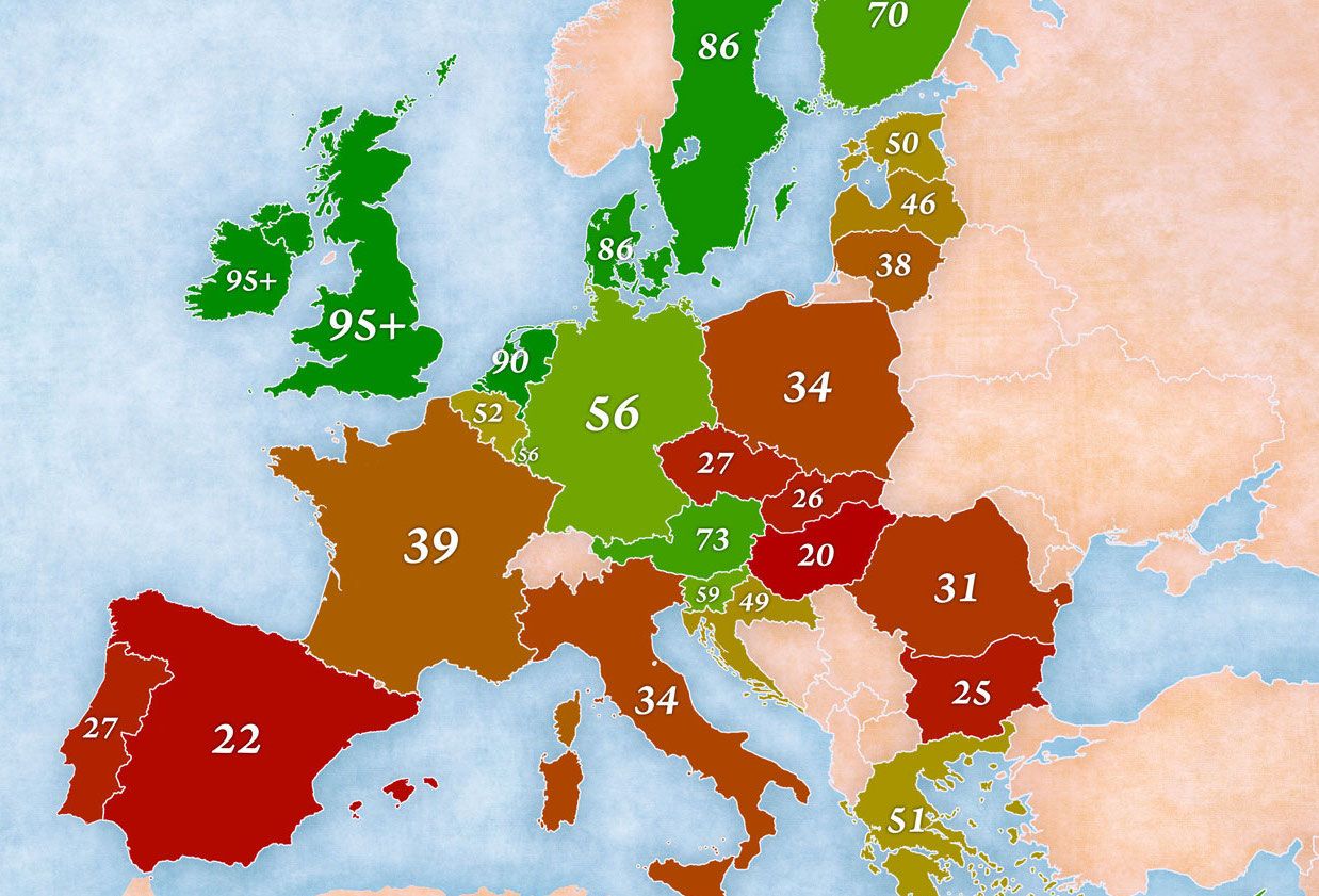 Most european countries. Знание английского в Европе. Страны Европы говорящие на английском языке. Карта знания английского языка в Европе. Процент англоговорящих в Европе.
