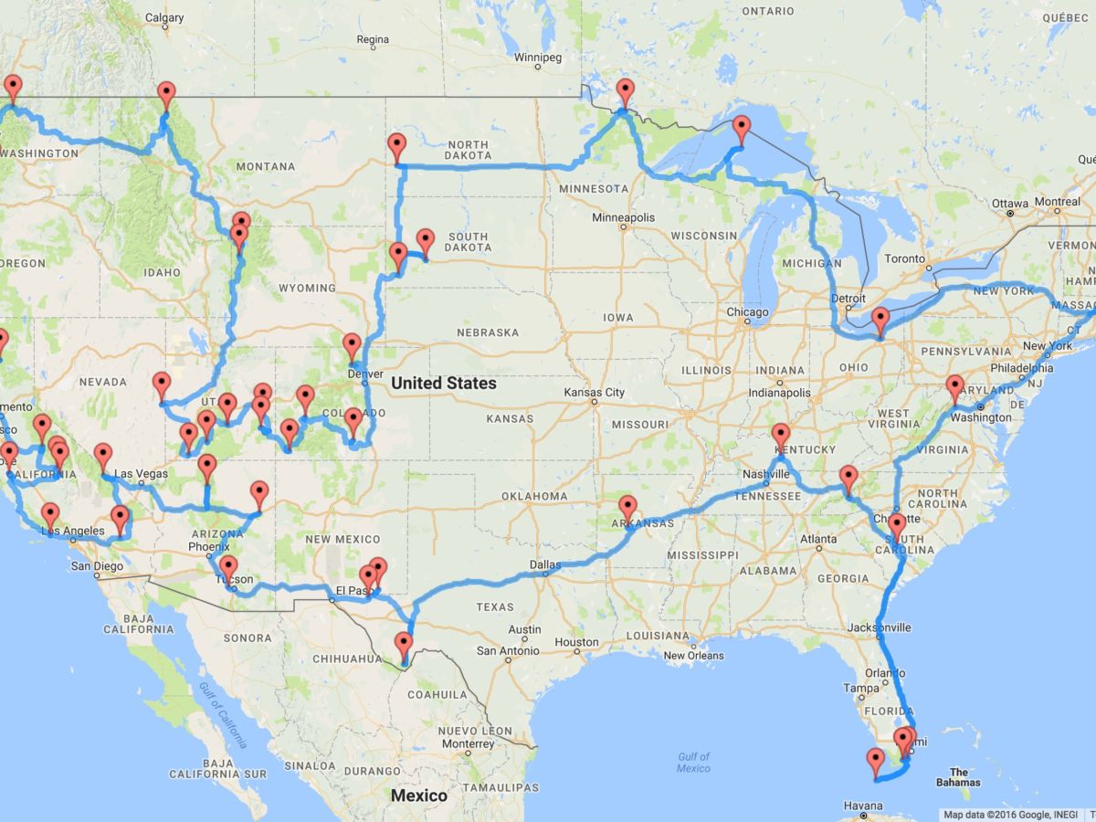 US EPIC TRIP maps and itinerary!